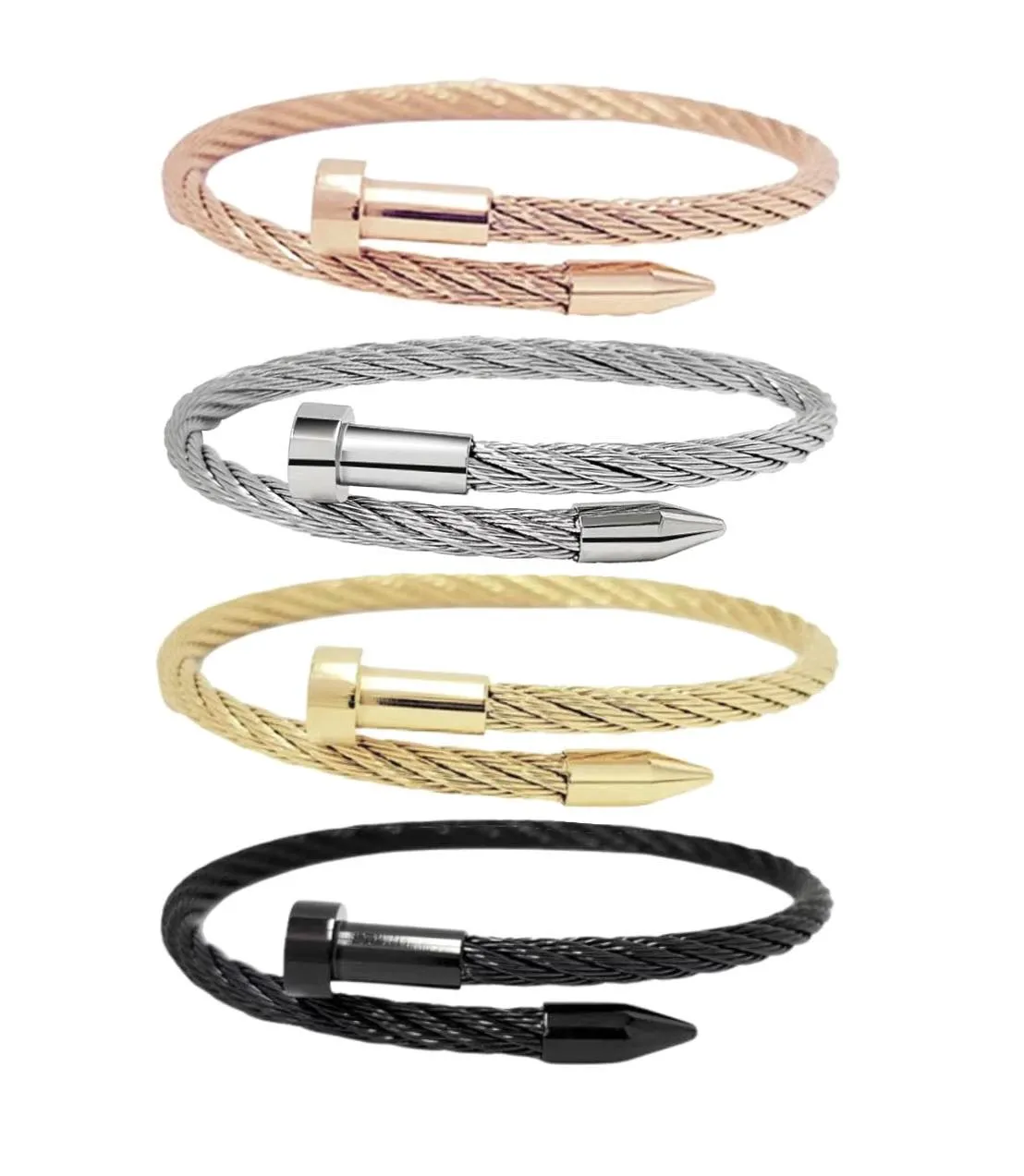 BG004B B.Tiff Black Pointe Cable Bangle Bracelet
