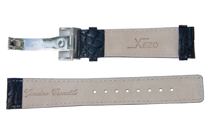 Black Crocodile Leather Band for Watches - 20 mm