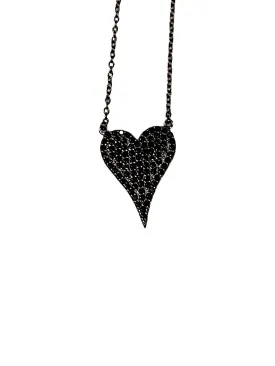 Black Diamond look Heart Necklace