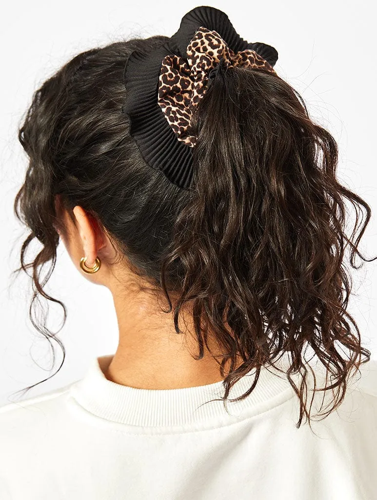Black Frill Leopard Scrunchie