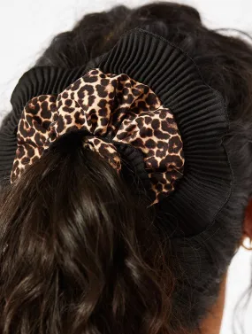 Black Frill Leopard Scrunchie