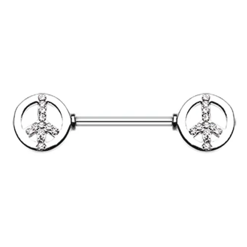 Bling Peace Nipple Barbell Ring