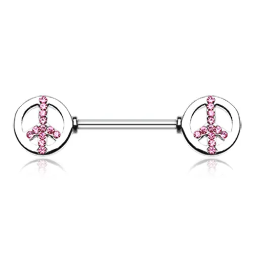 Bling Peace Nipple Barbell Ring
