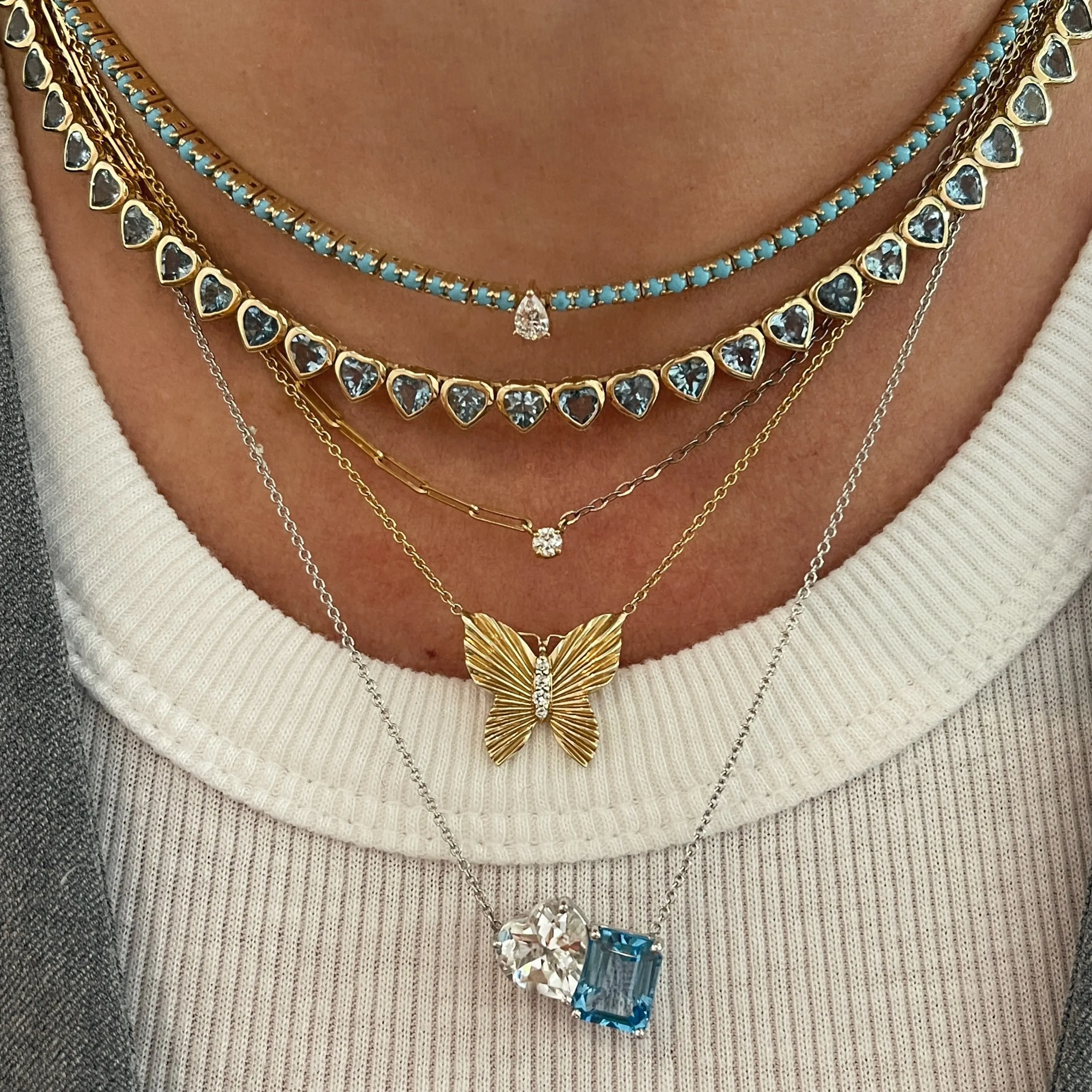 Brenner Fluted Diamond Butterfly Necklace