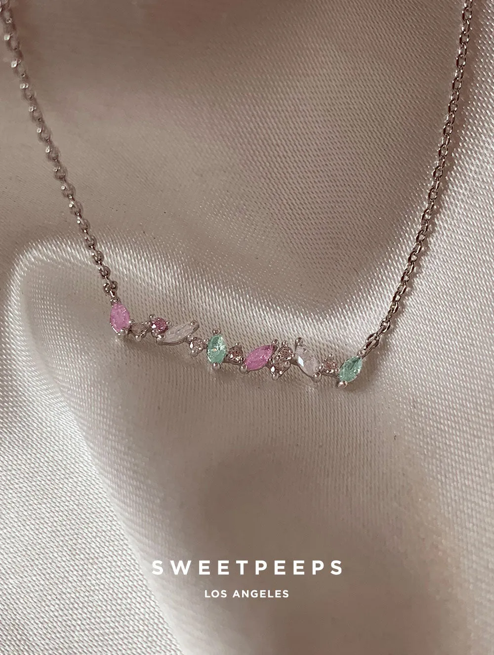 Brinkley Pastel Bar Necklace - Silver