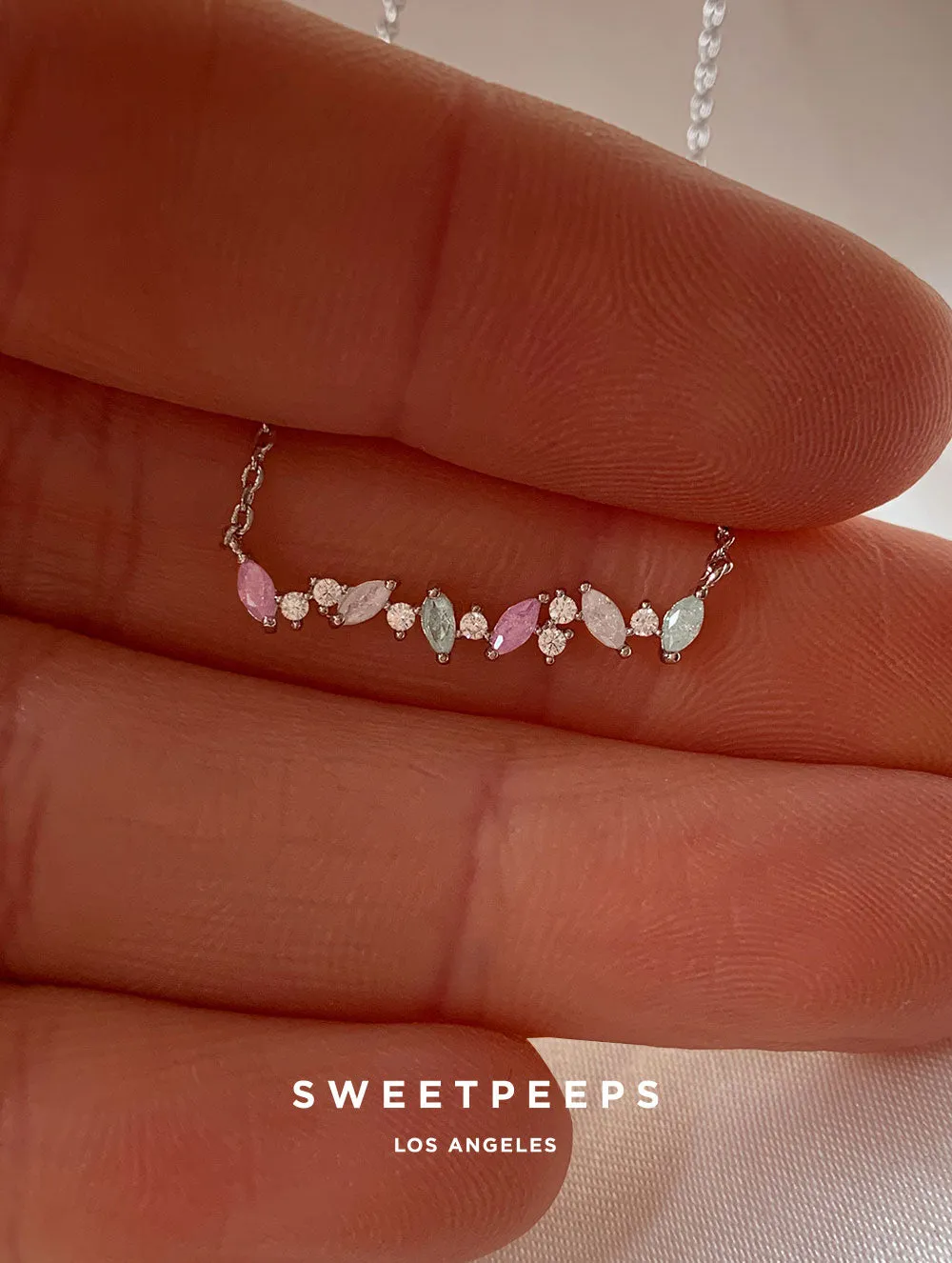 Brinkley Pastel Bar Necklace - Silver