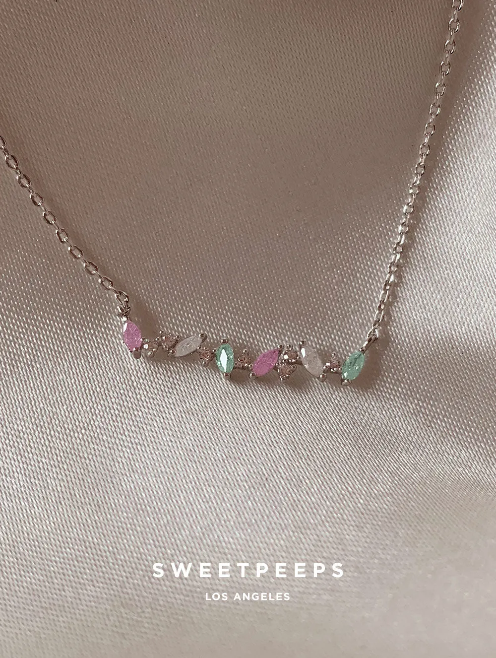 Brinkley Pastel Bar Necklace - Silver
