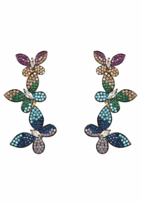 Butterfly Rainbow Drop Earrings Gold