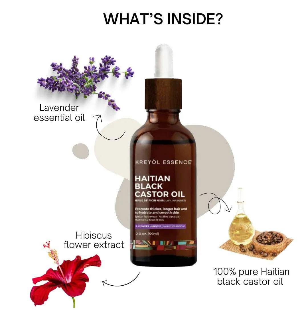 Buy 2oz Haitian Black Castor Oil: Lavender and Hibiscus, Get One FREE