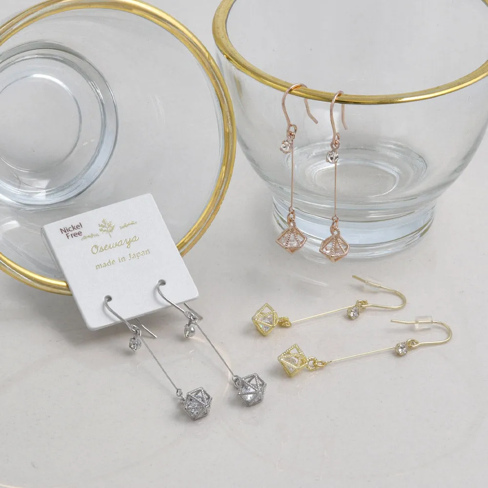 Caged Stone Dangle Earrings