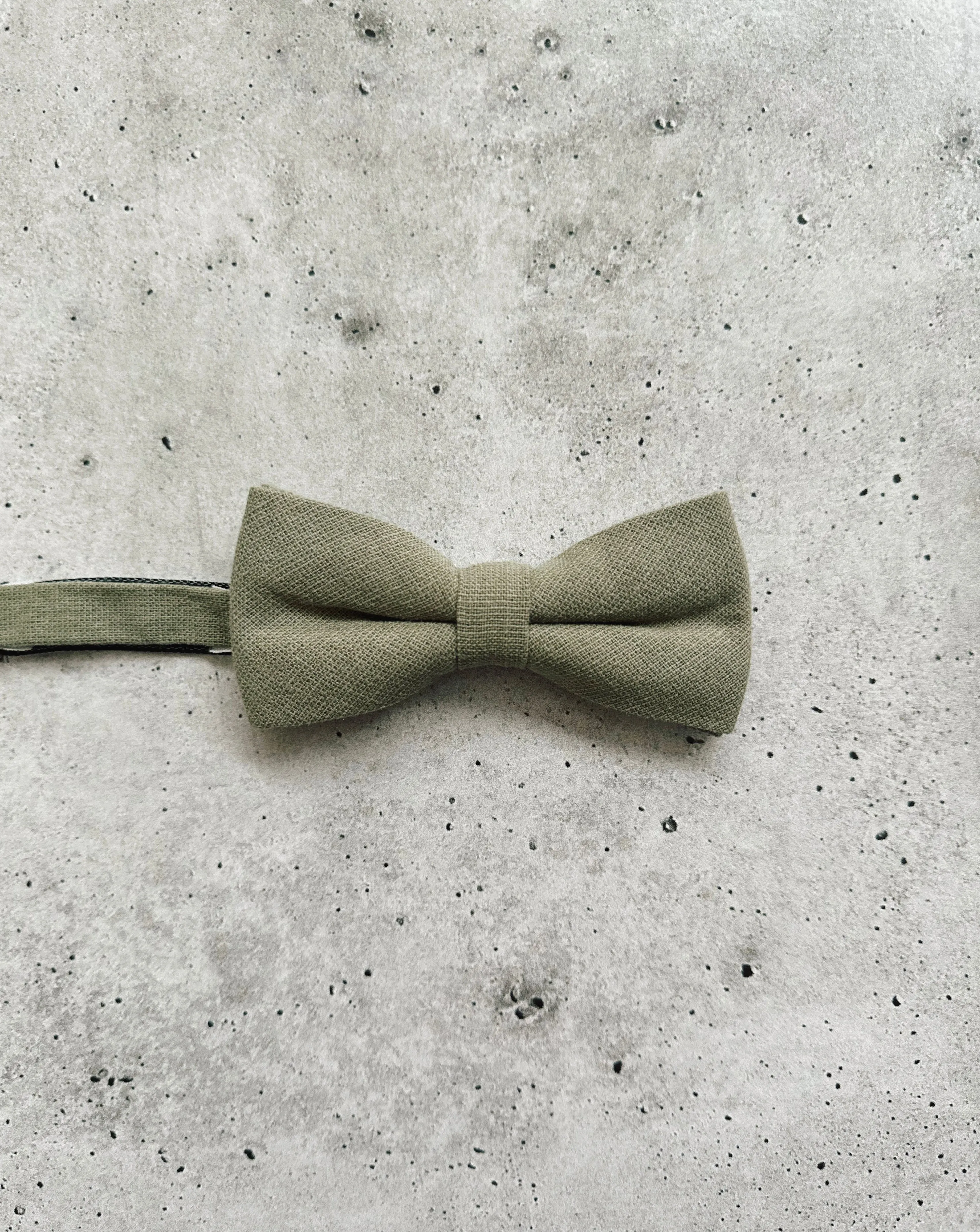 Caramel Suspenders with Sage Cotton Bow Ties