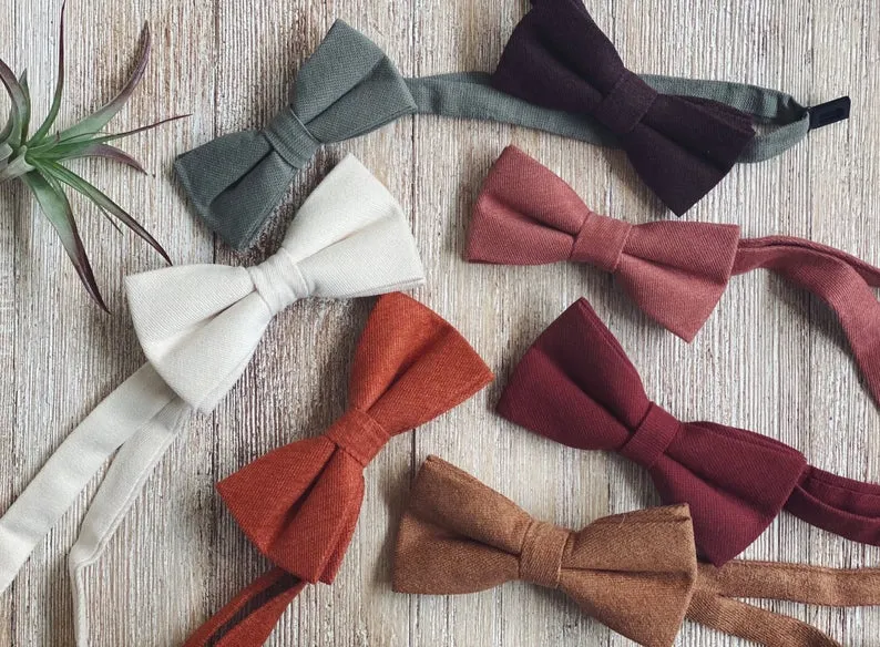 Caramel Suspenders with Sage Cotton Bow Ties