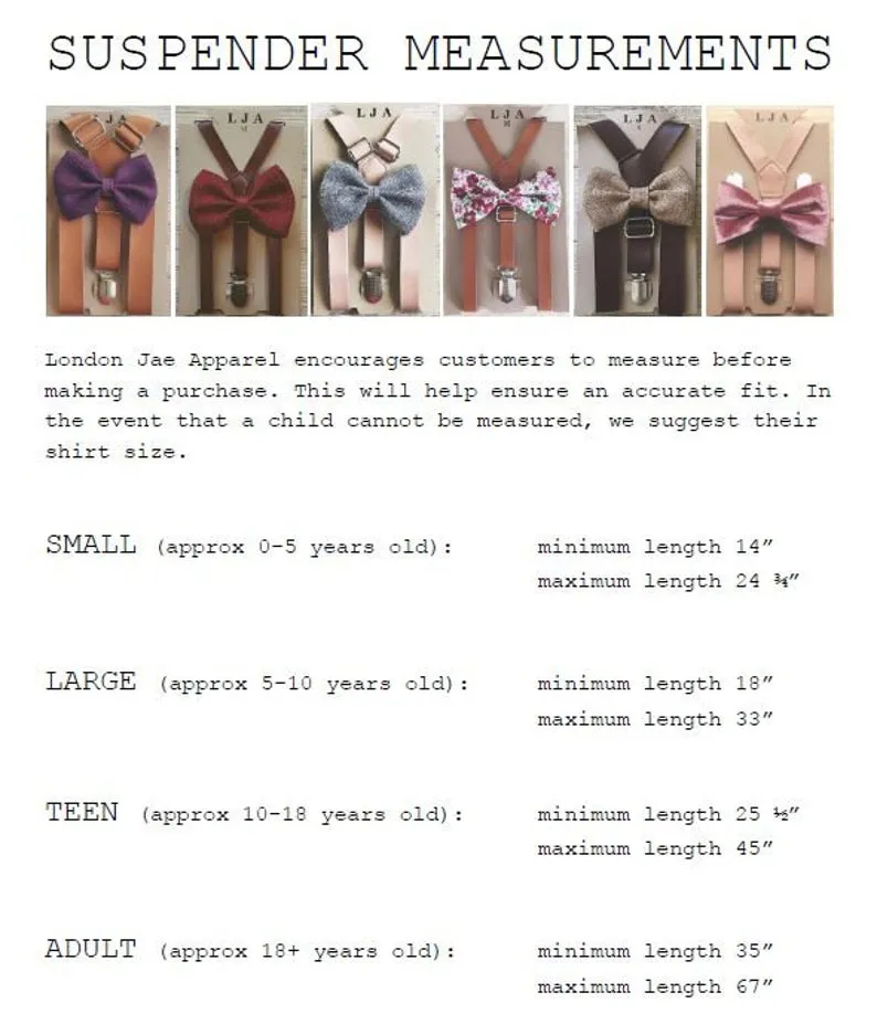 Caramel Suspenders with Sage Cotton Bow Ties