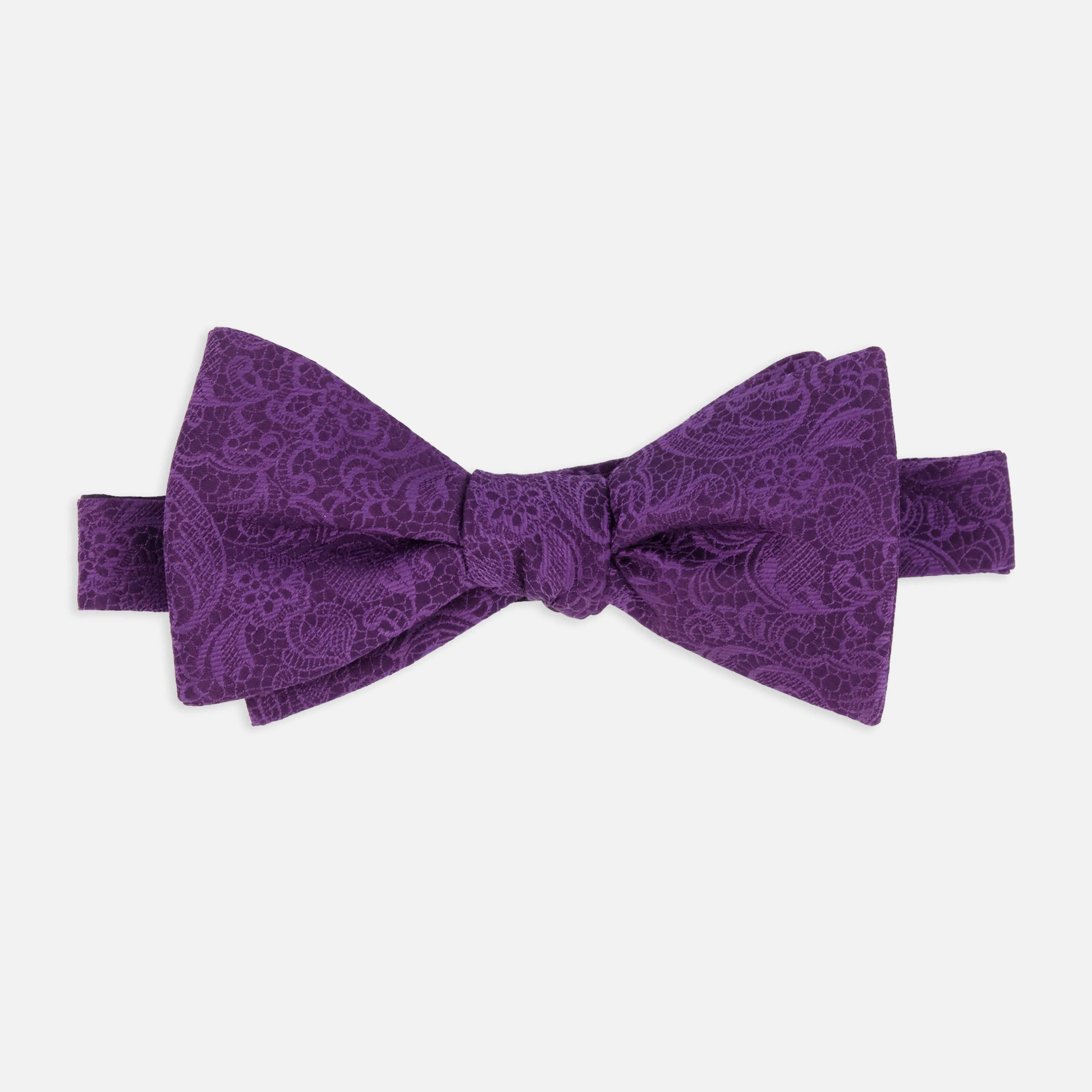 Ceremony Paisley Eggplant Bow Tie