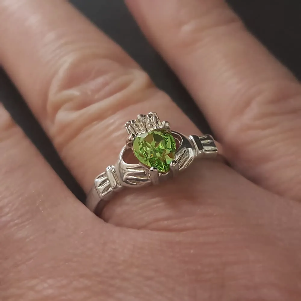 Claddagh Ring with Peridot Zirconia Stone
