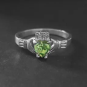 Claddagh Ring with Peridot Zirconia Stone