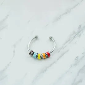 Colourful Enamel Beaded Rotatable Fidget Spinner Chain Ring