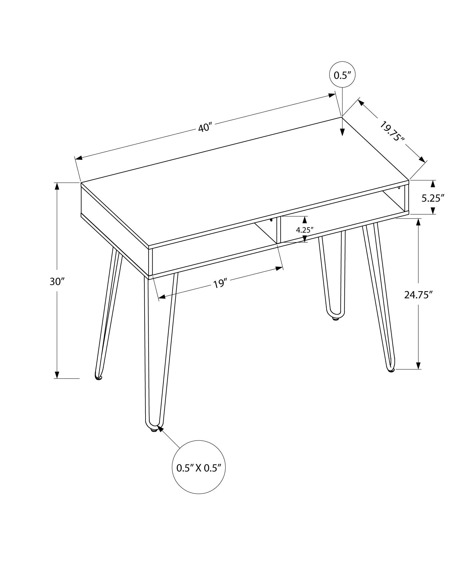 Computer Desk, Home Office, Laptop, Left And Right Set-Up, Storage Drawers, Work, Contemporary, Modern by Couch.com