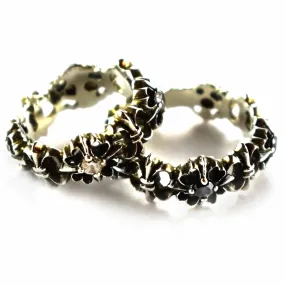Cross & Scout pattern silver couple ring