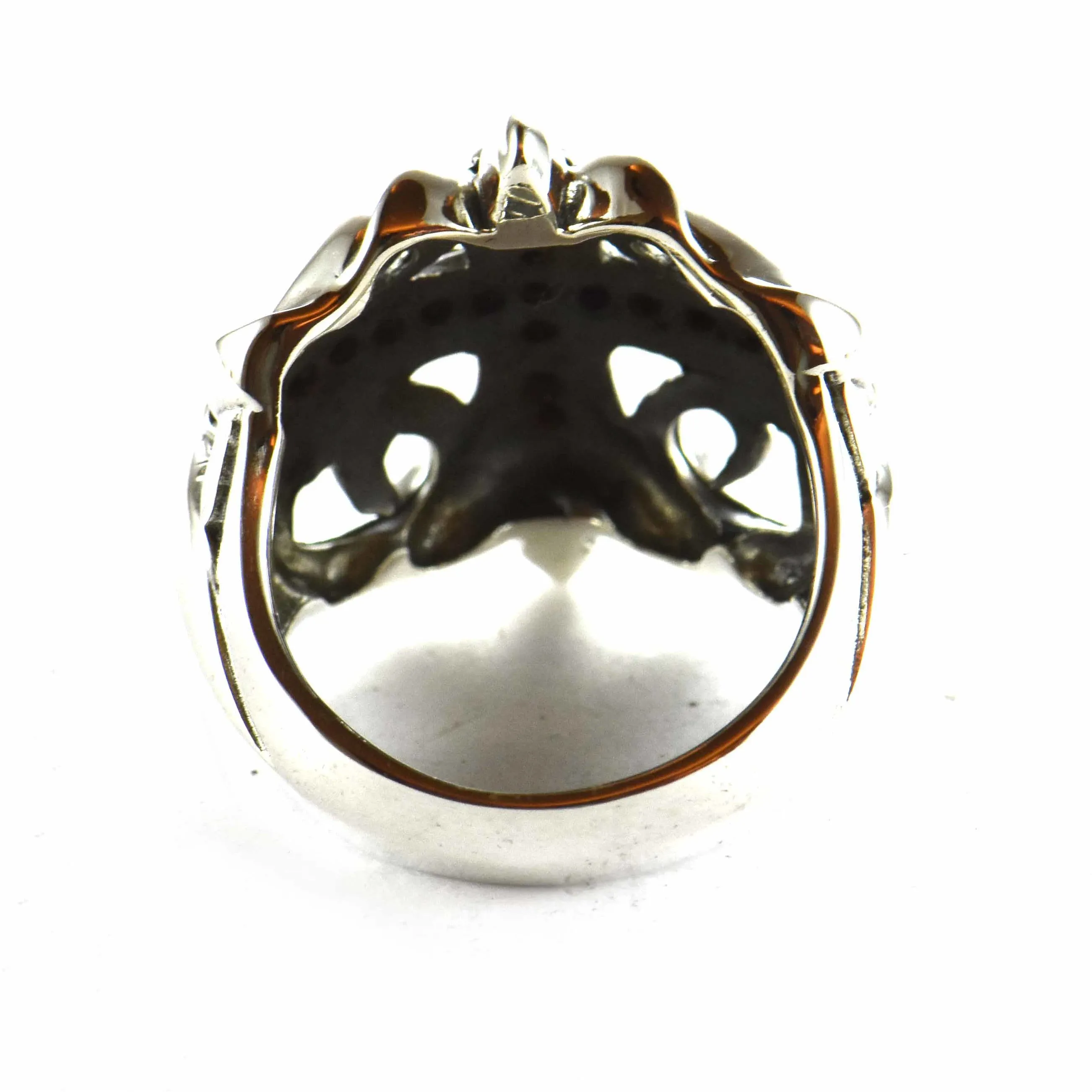 Cross silver ring with white cubic zirconia
