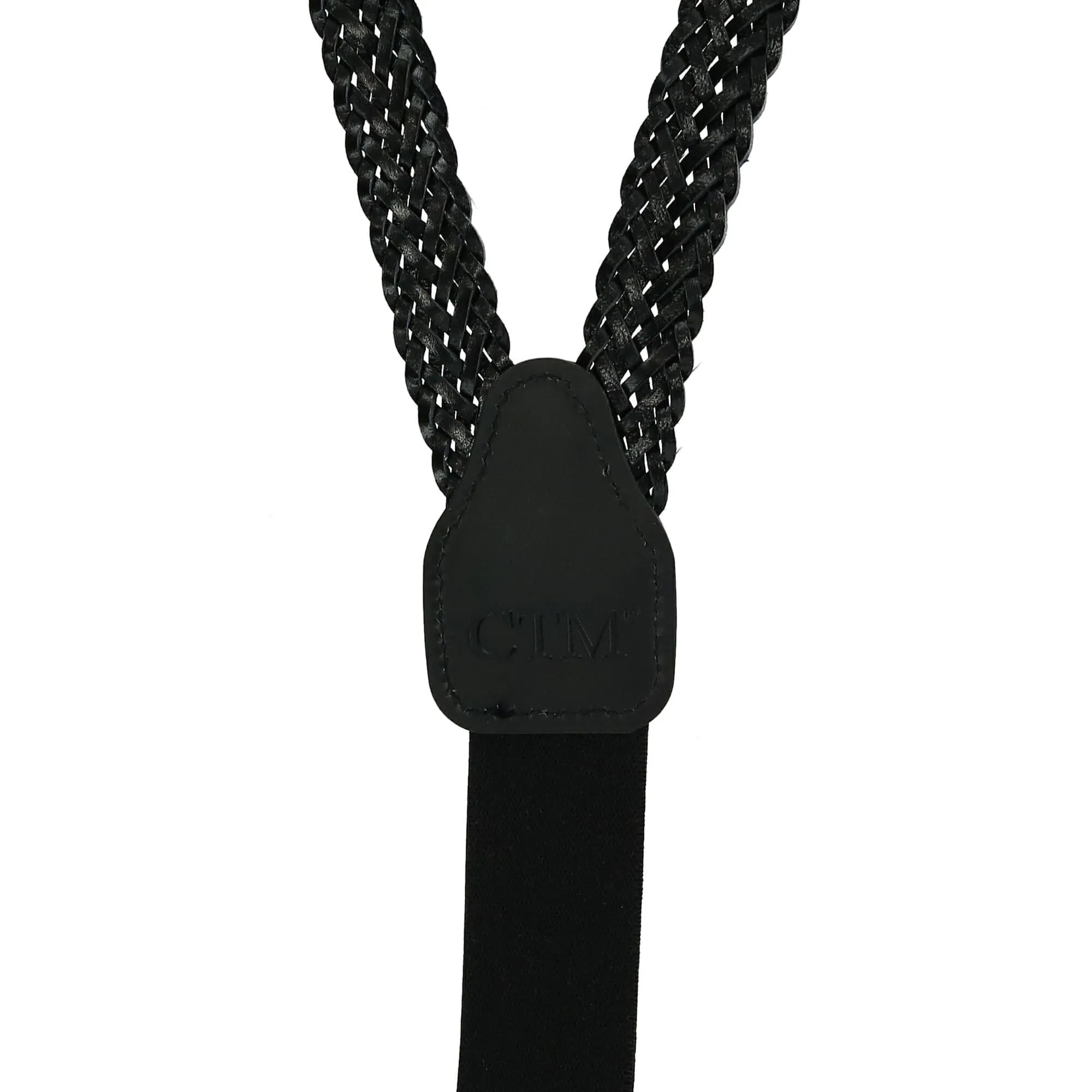 CTM® Coated Leather Button-End 3/4 Inch Braided Suspenders
