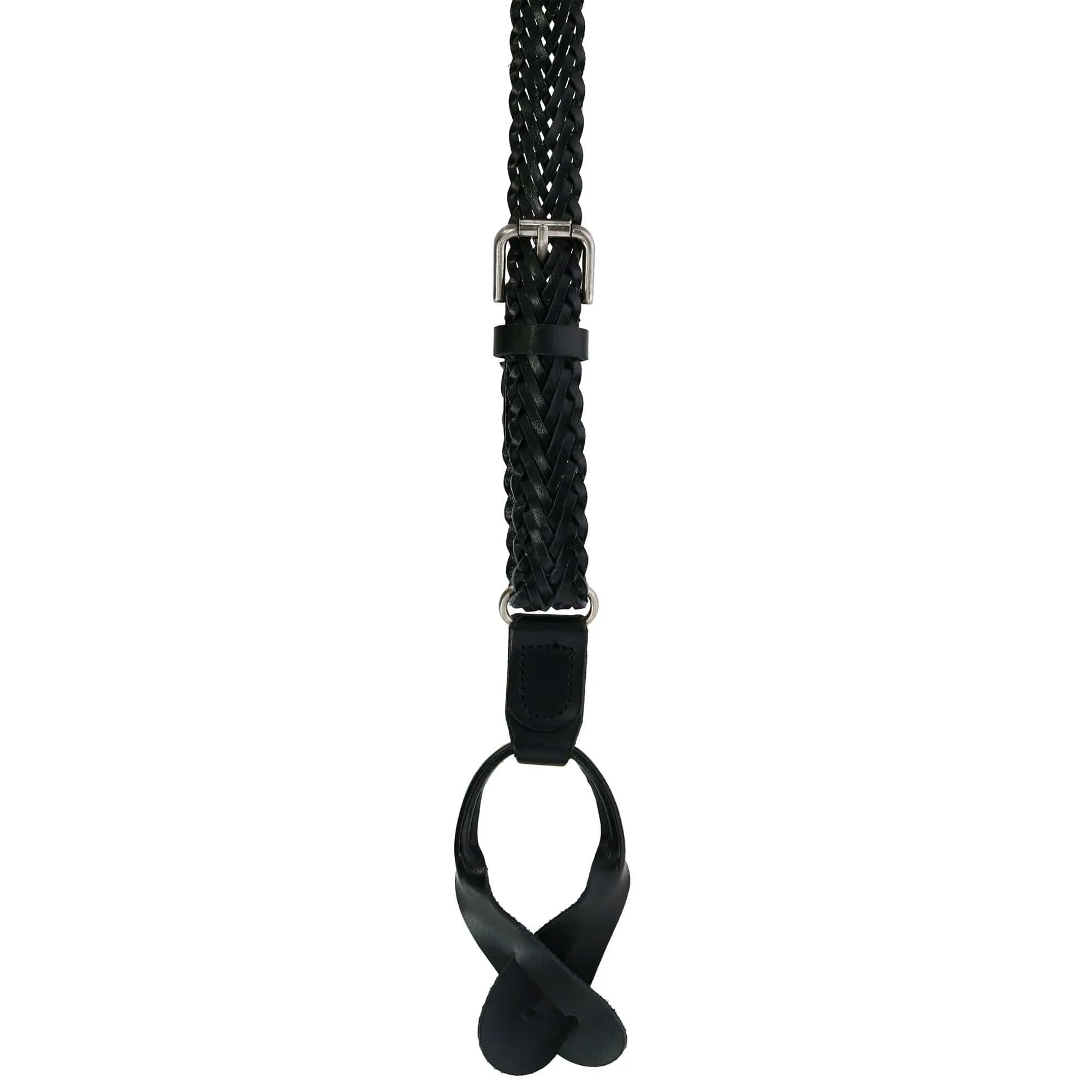 CTM® Coated Leather Button-End 3/4 Inch Braided Suspenders
