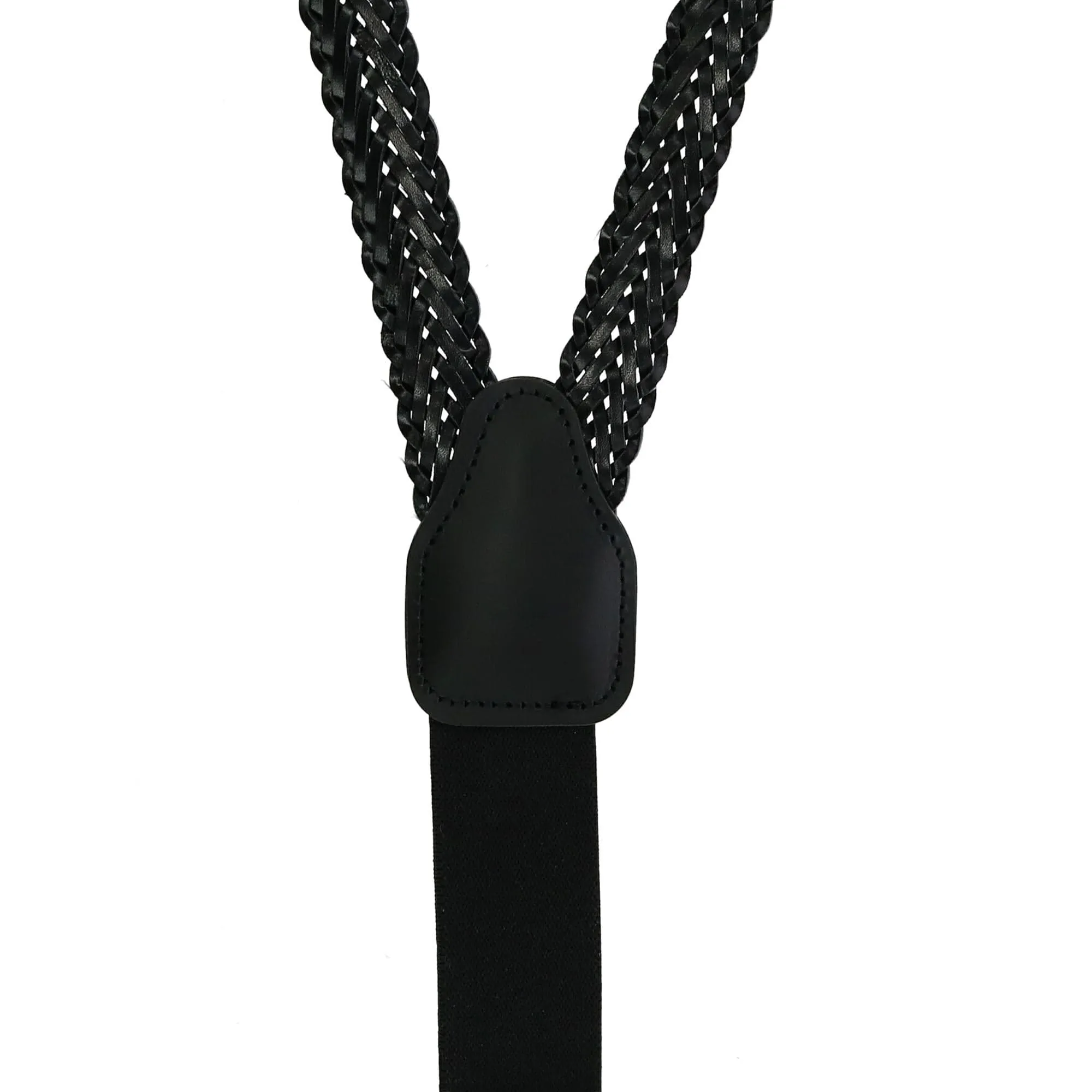 CTM® Coated Leather Button-End 3/4 Inch Braided Suspenders