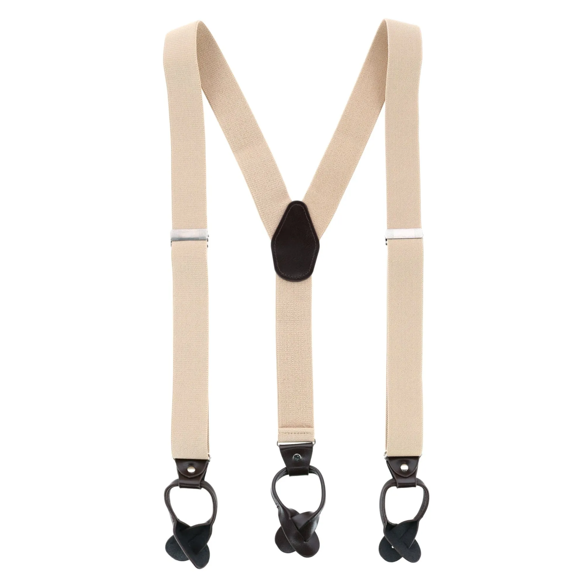 CTM® Men's 1.375 Inch Wide Solid Color Y-Back Button-End Suspenders