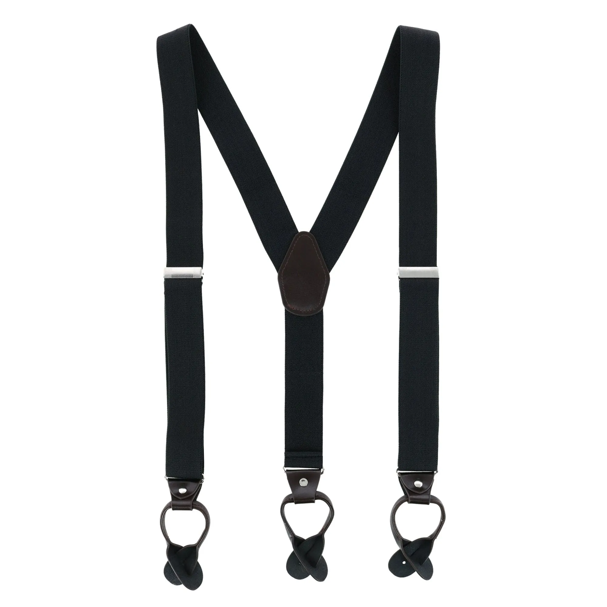 CTM® Men's 1.375 Inch Wide Solid Color Y-Back Button-End Suspenders
