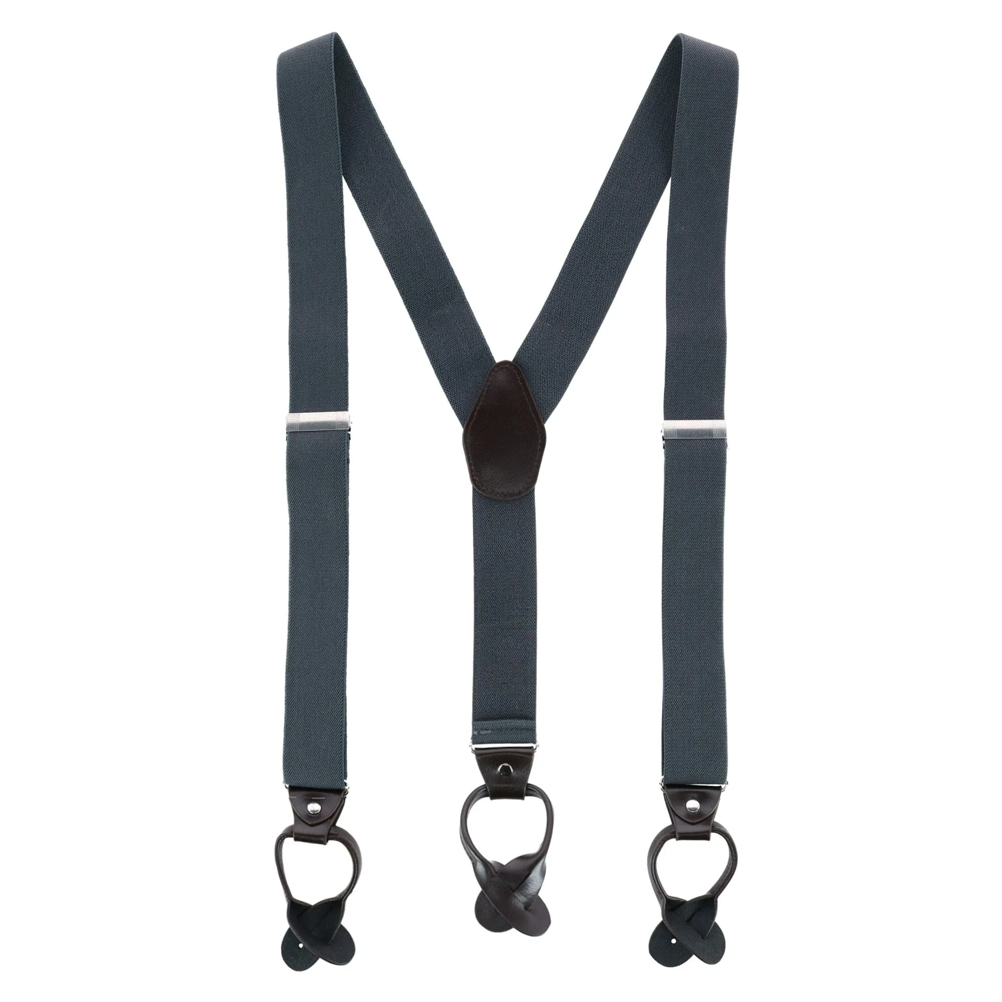 CTM® Men's 1.375 Inch Wide Solid Color Y-Back Button-End Suspenders