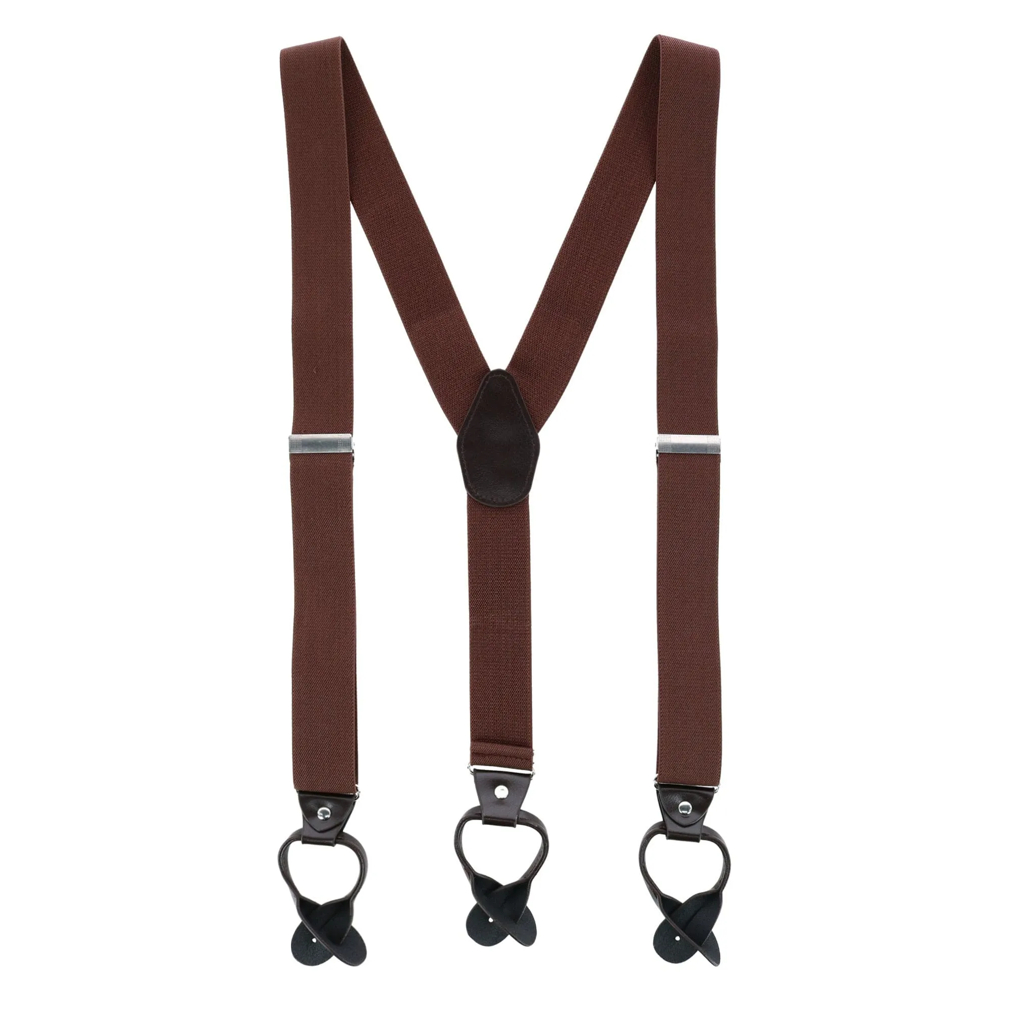 CTM® Men's 1.375 Inch Wide Solid Color Y-Back Button-End Suspenders