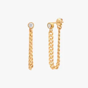 Curb Chain Bezel Earrings