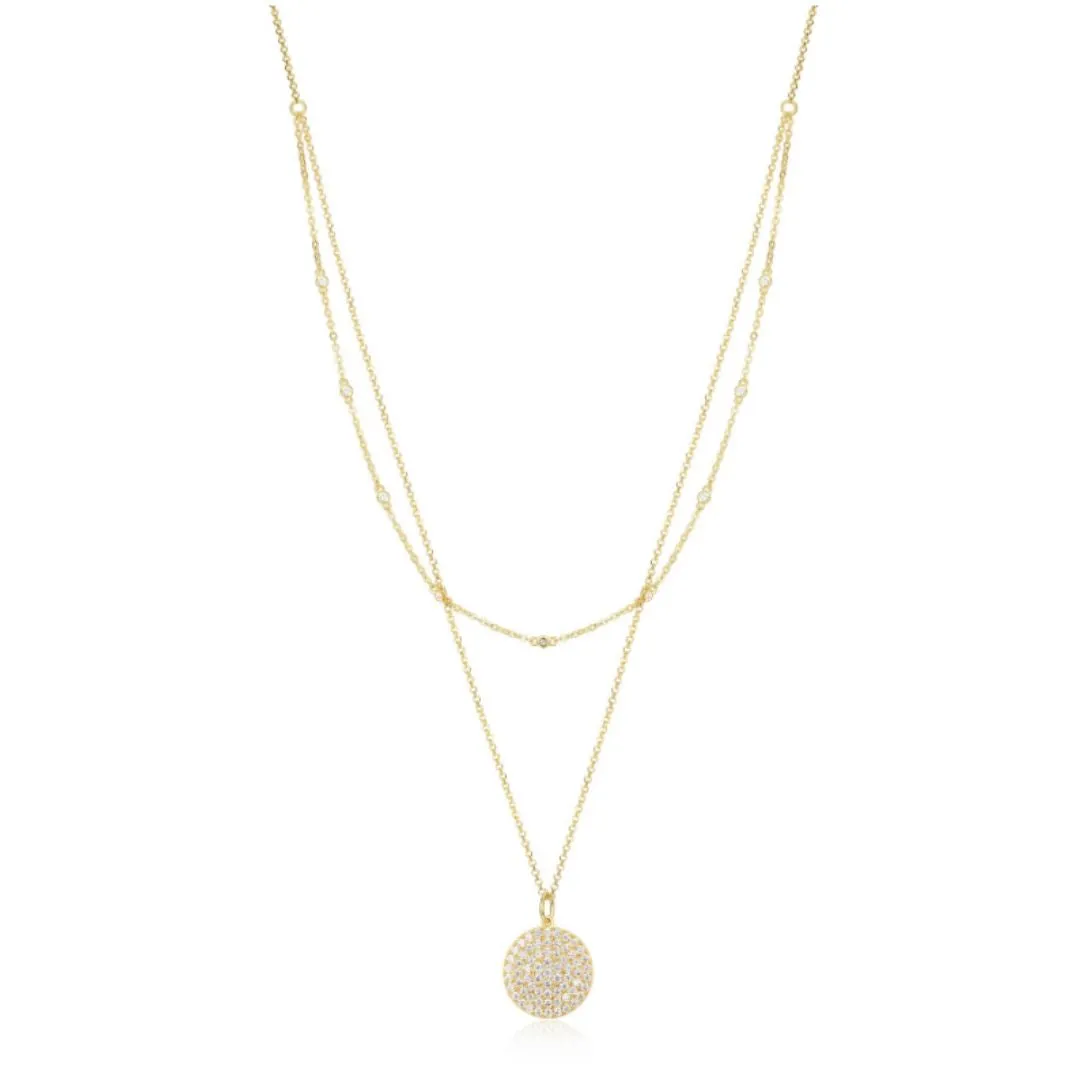 CZ Circle Pave Necklace