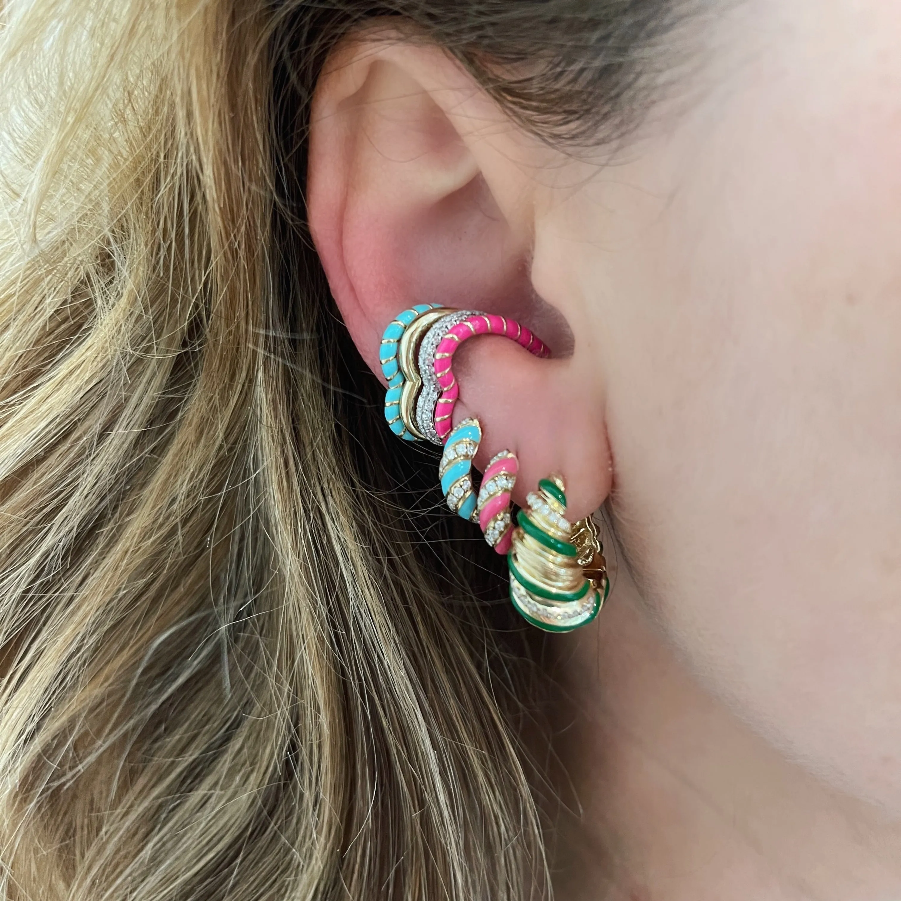 Diamond or High Polish Heart Amor Ear Cuff
