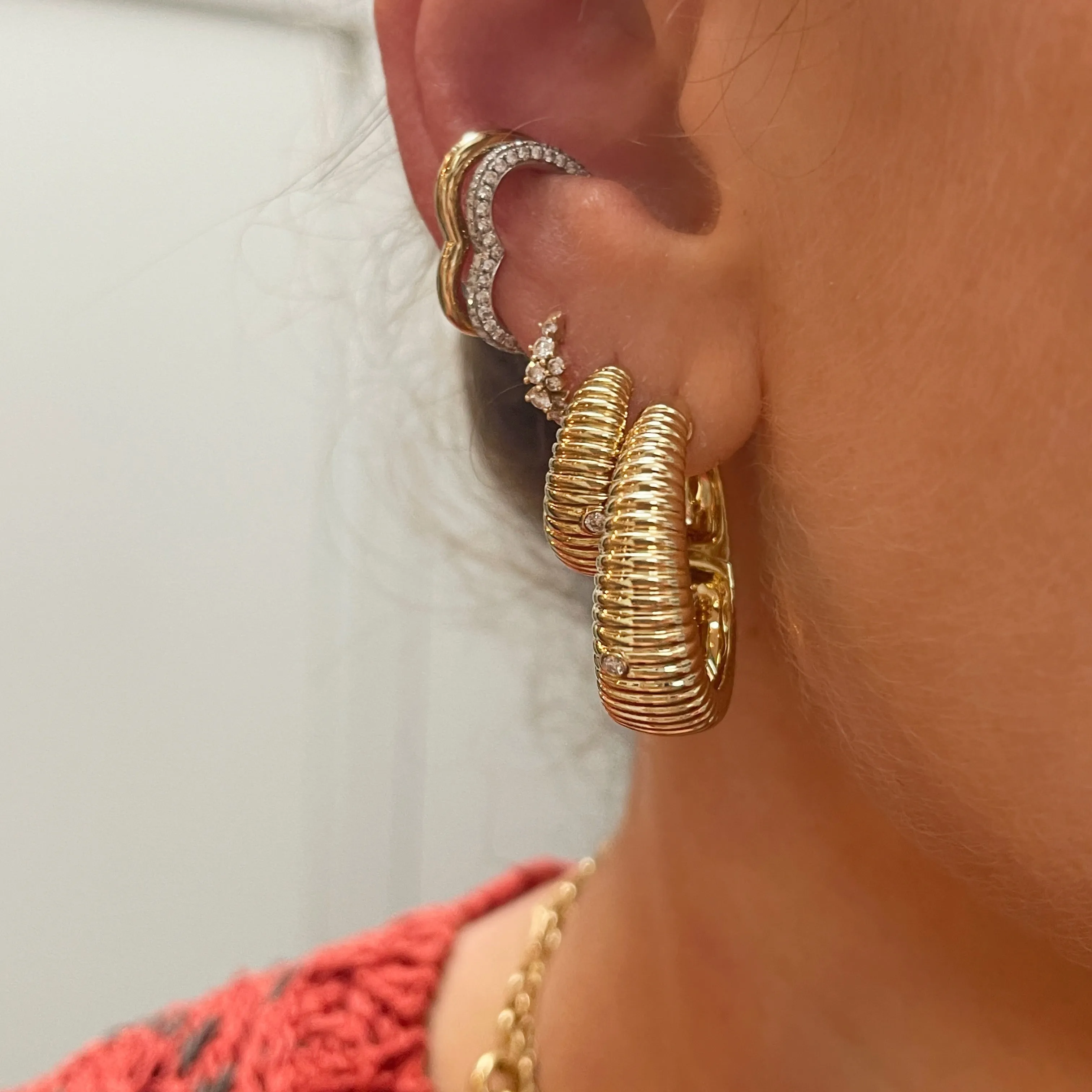 Diamond or High Polish Heart Amor Ear Cuff