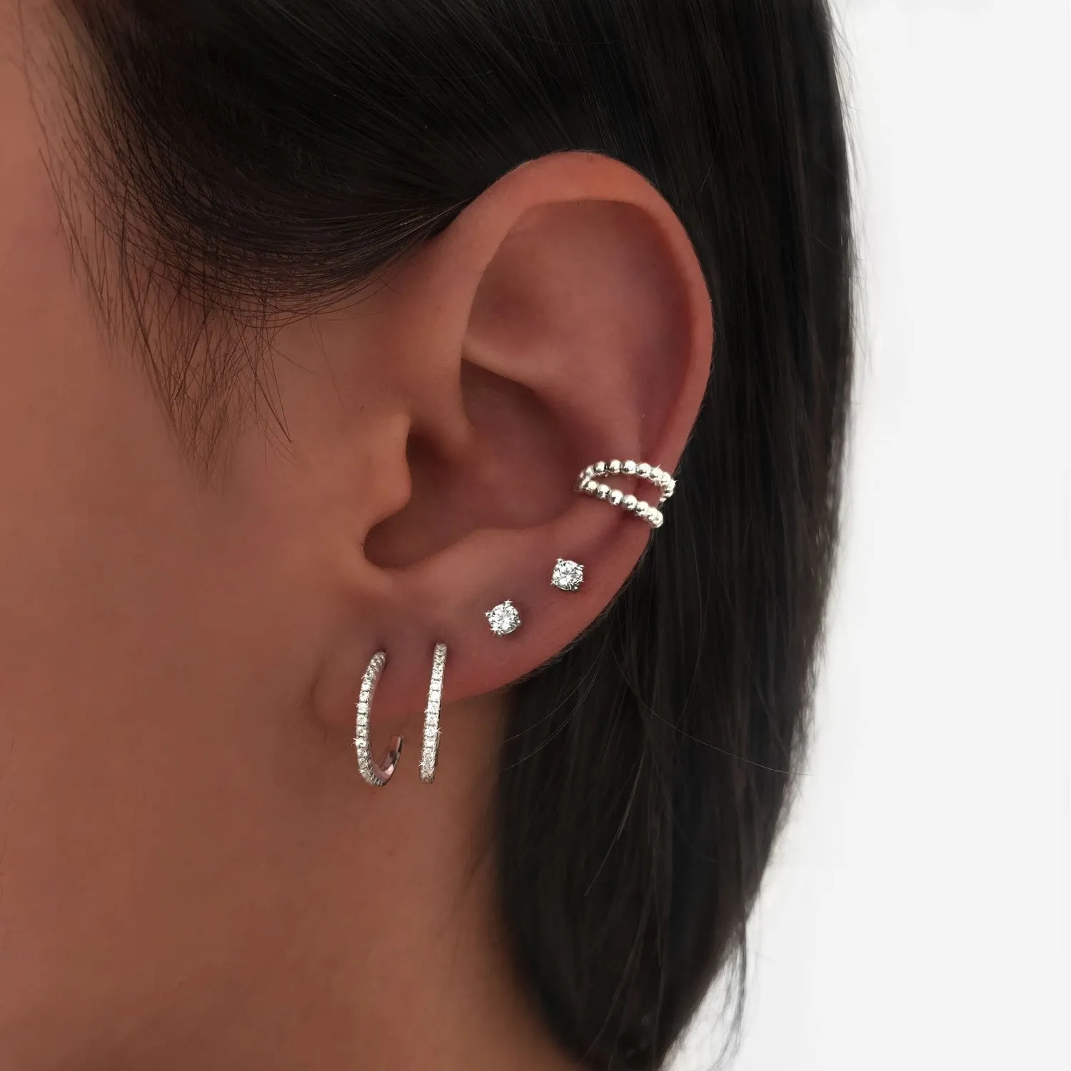 Double Dots Silver Ear Cuff