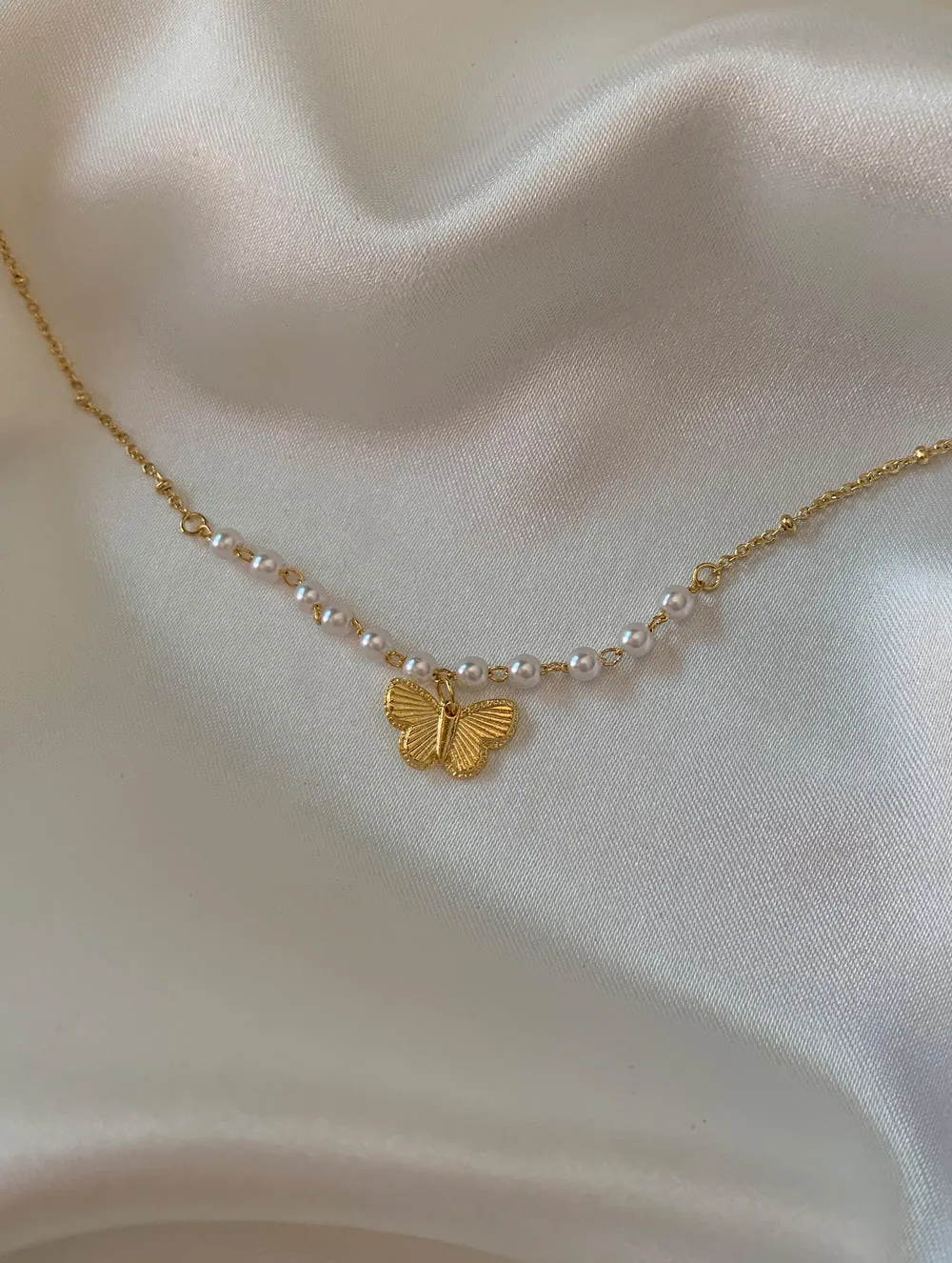 Double Layered Butterfly Necklace (PEL)