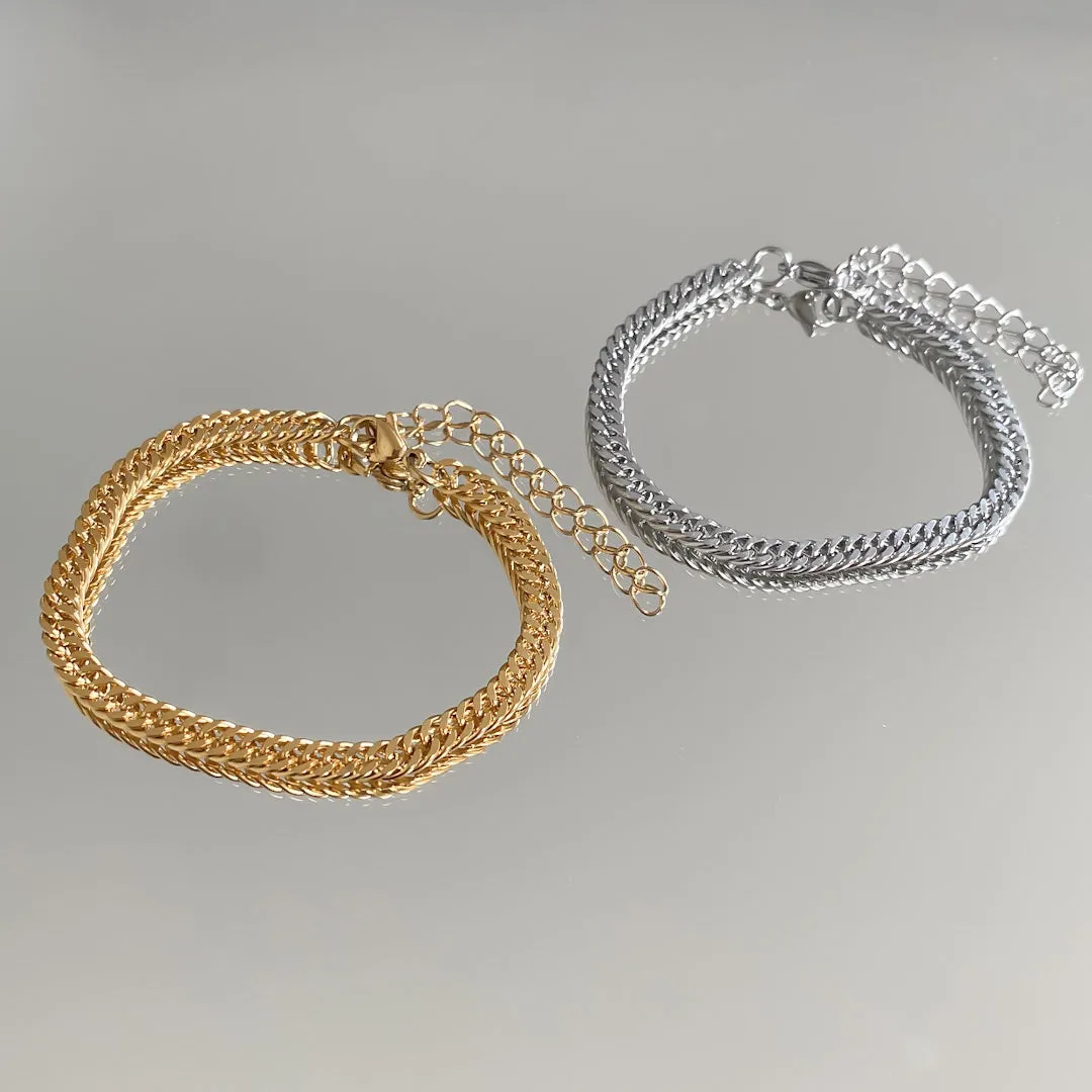 Double Link Curb Anklet | Silver