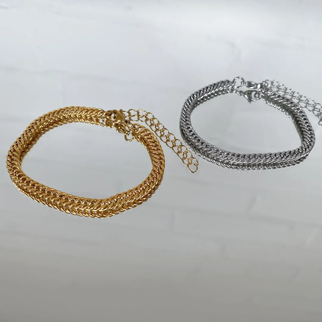Double Link Curb Anklet | Silver