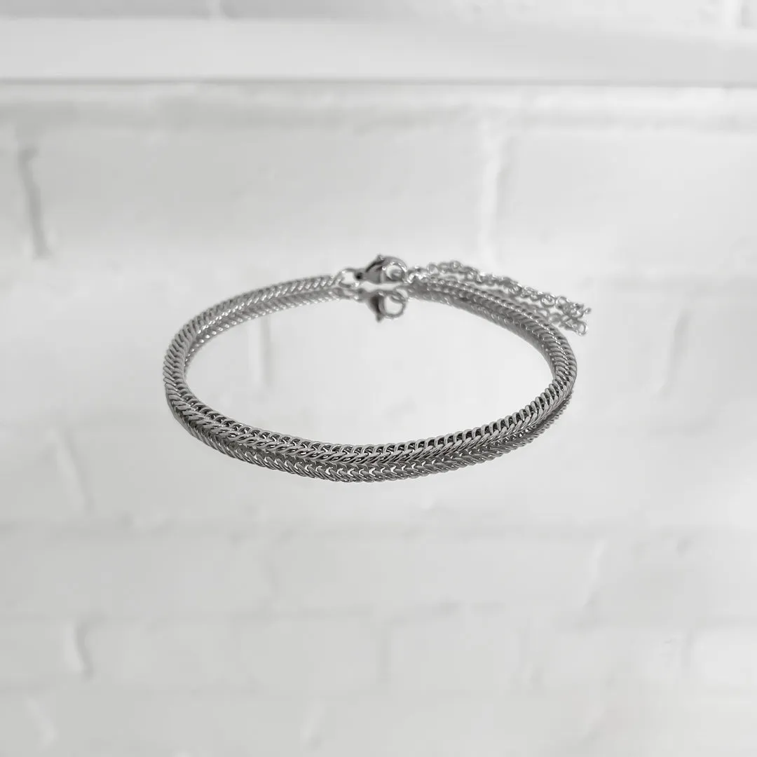 Double Link Curb Anklet | Silver