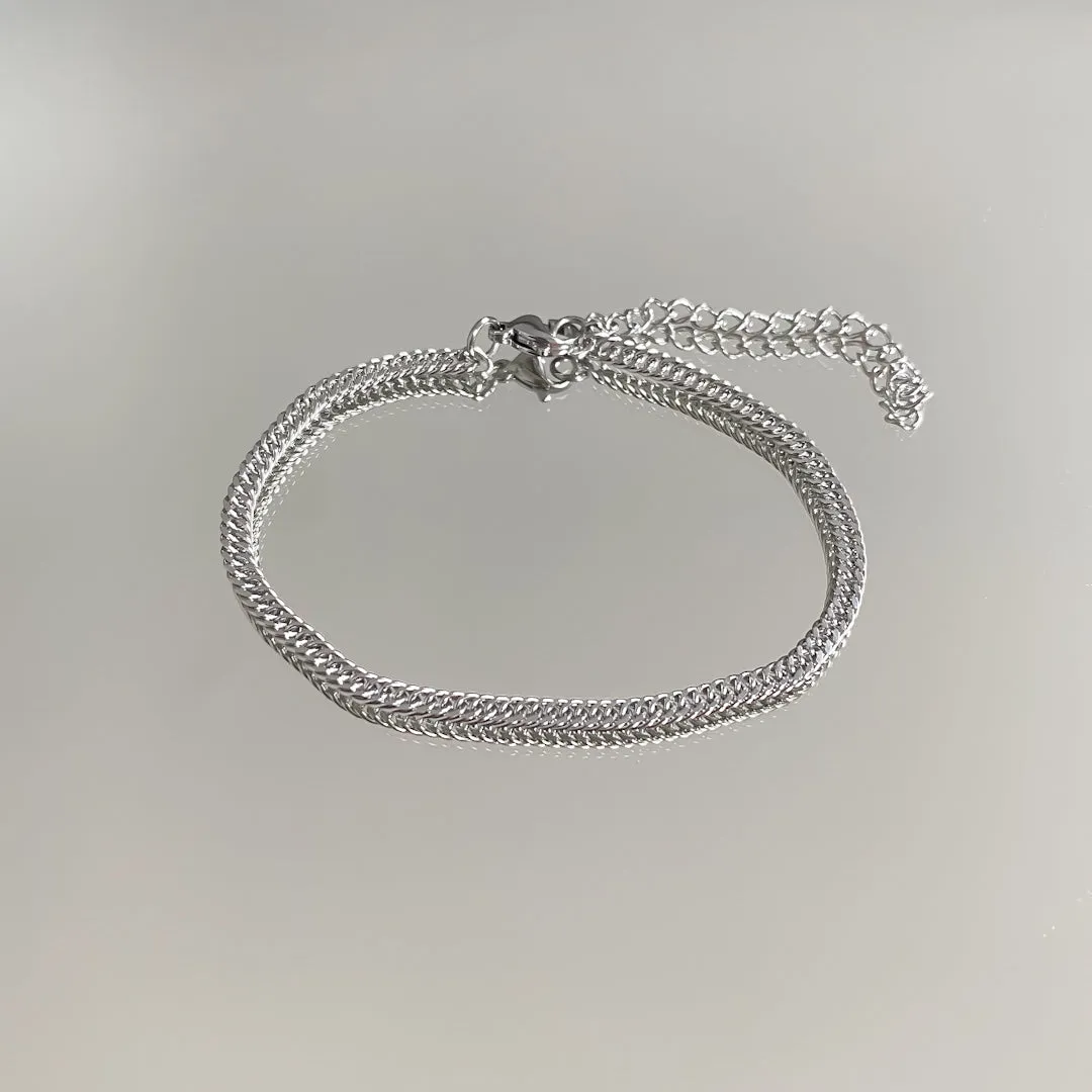 Double Link Curb Anklet | Silver