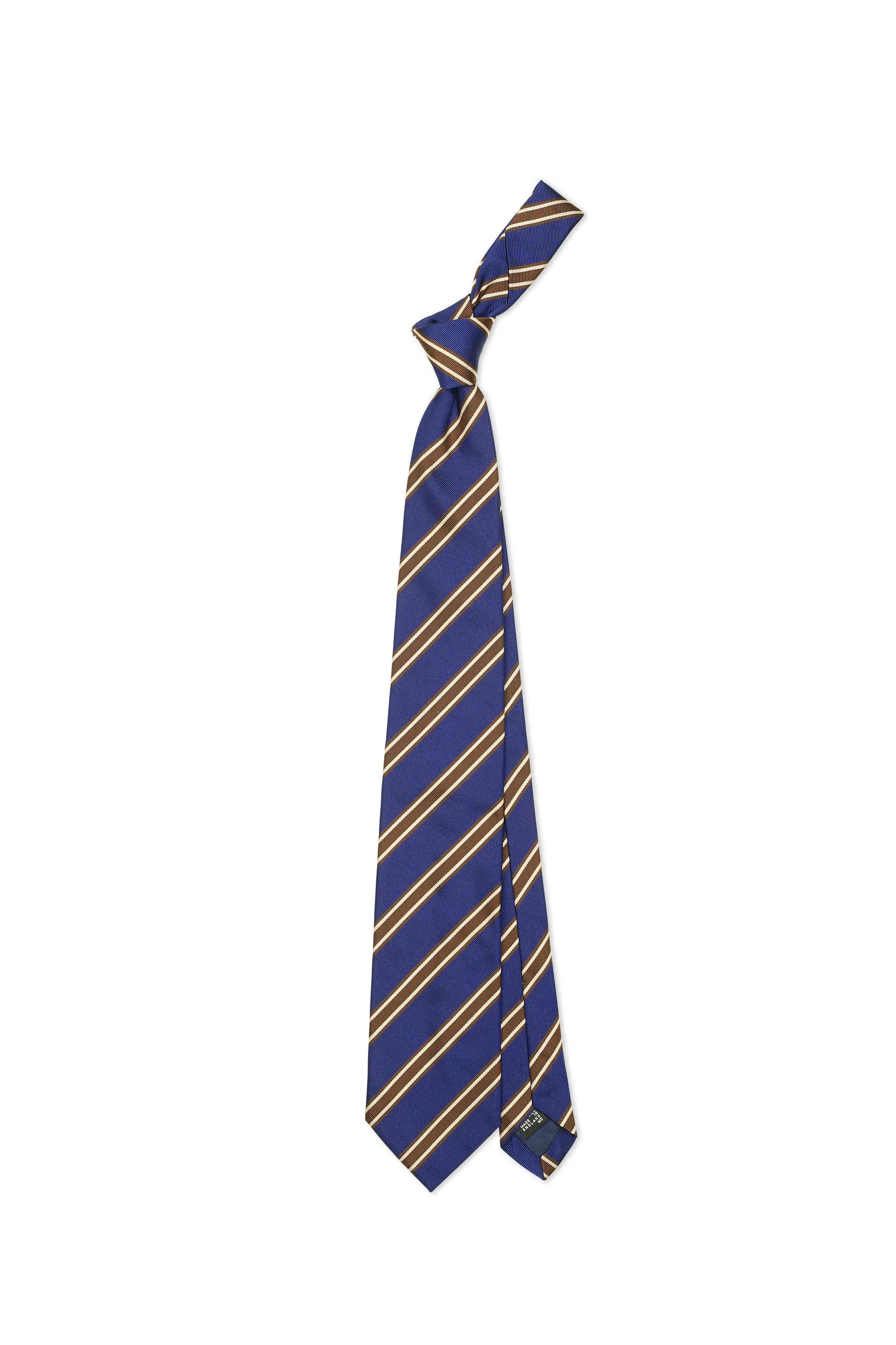 Drake's Blue with Brown Stripe Silk Tie