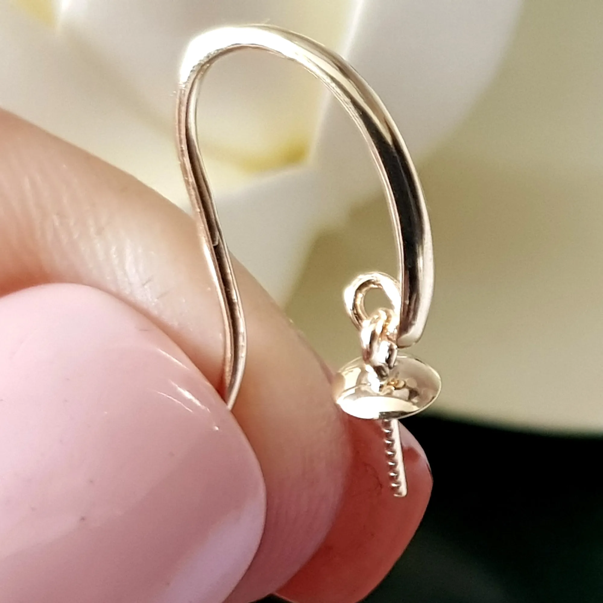 Earring Hooks - 9ct Yellow Gold Hooks With Pearl Cup Quality Findings  | YG9-020EH-1 | Earring Findings