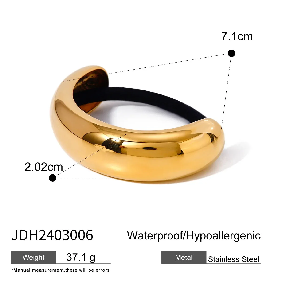 Elegant Stainless Steel Curved Buckle Hair Tie