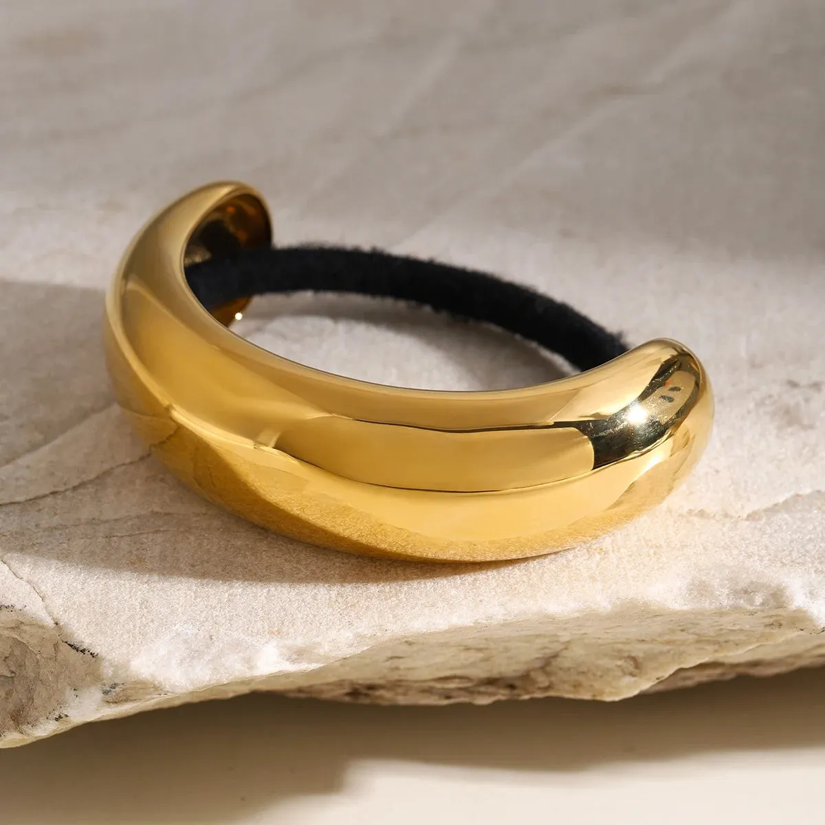 Elegant Stainless Steel Curved Buckle Hair Tie