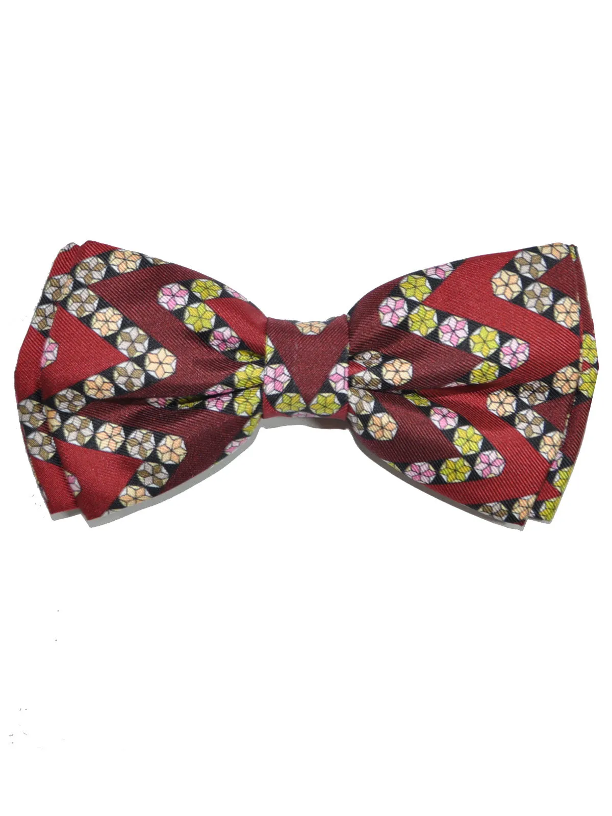 Emilio Pucci Cummerbund & Bow Tie Set Maroon Herringbone Pink Lime FINAL SALE