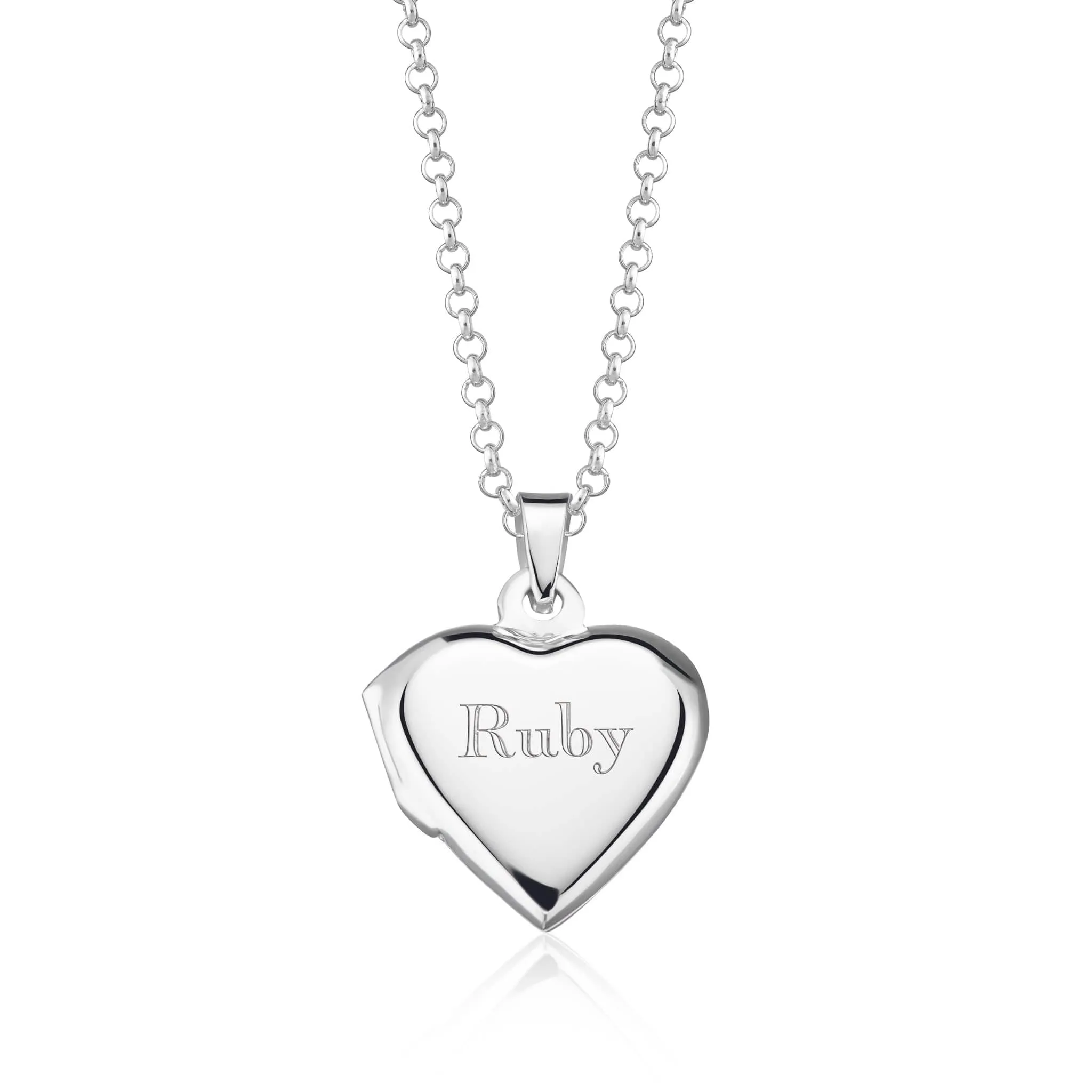 Engraved Silver Heart Locket Necklace