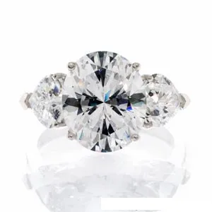 Five Carat Oval Cubic Zirconia Engagement Ring In Sterling Silver