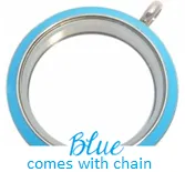 FLEB - Blue  Round Stainless Steel Floating Locket Necklace with chain, twist open