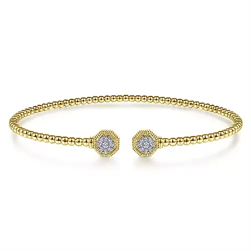 Gabriel & Co. Yellow Bujukan Cuff Bracelet with Diamond  Hexagon Caps